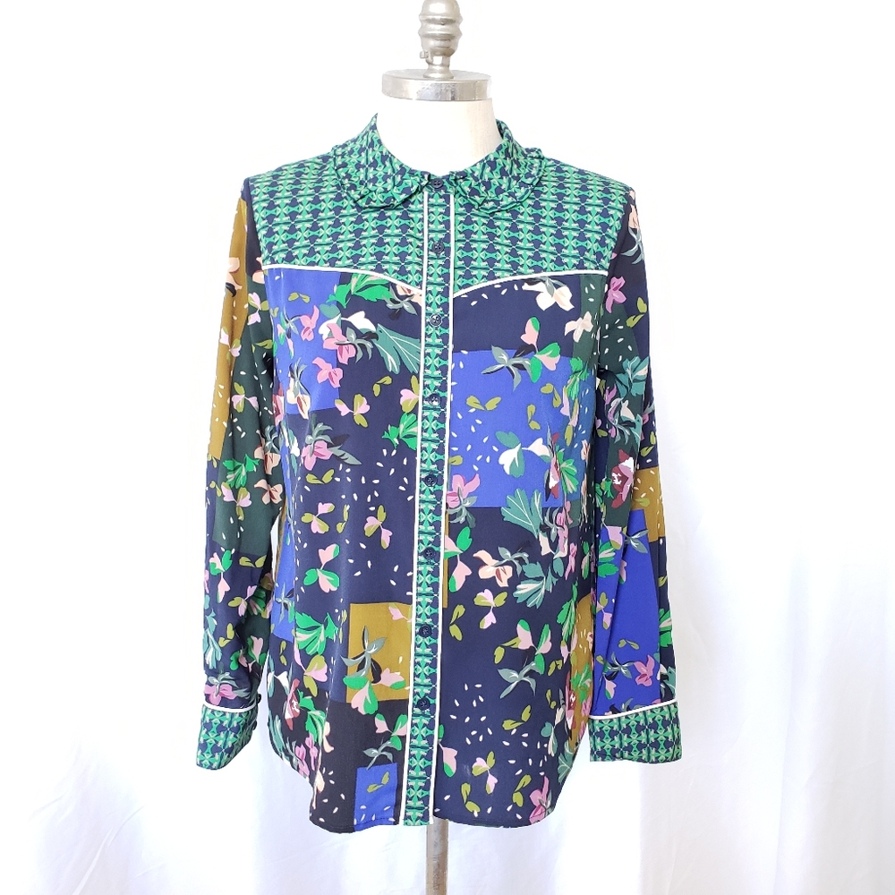 Cabi Button Up Top Multi Print Button Up Blouse - image 1